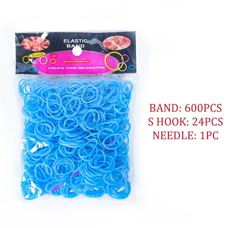 600pcs/lot Colorful Loom Rubber Band Bracelet Making Kit