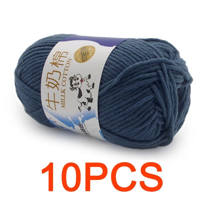 10 Pieces Milk Cotton Knitting Yarn Soft Warm Yarn for Hand Knitting and Crochet Projects