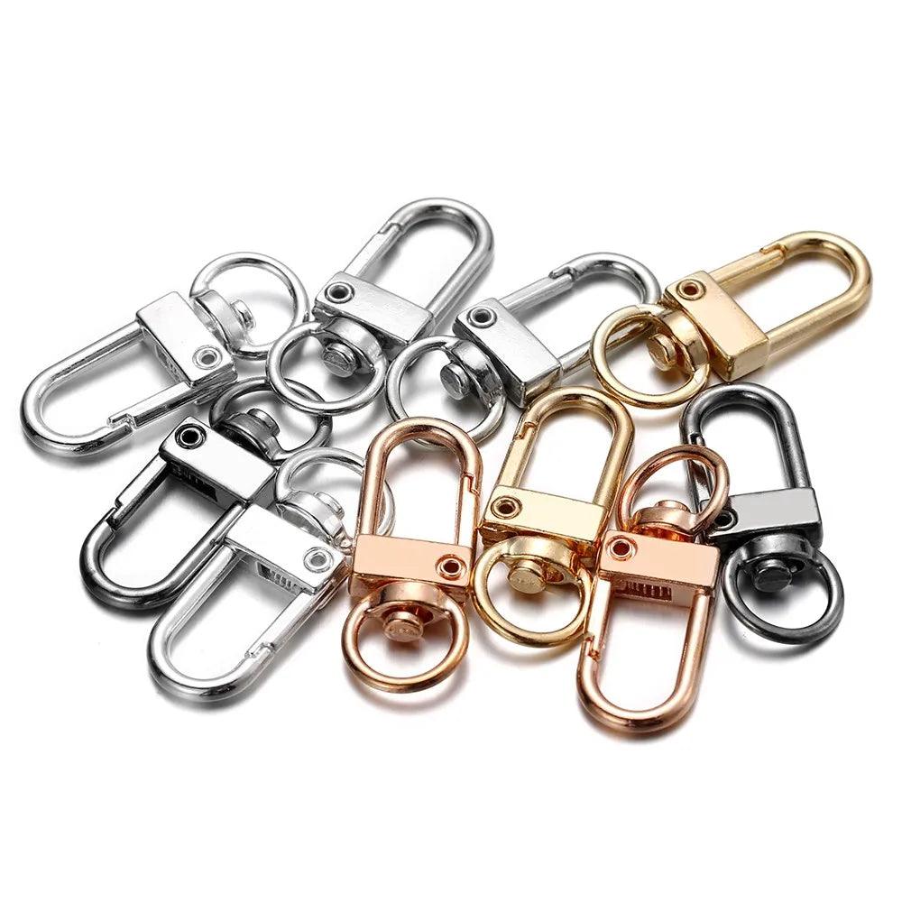 10pcs/lot 12x33mm Rotating Dog Buckle Gold Rhodium Metal Lobster Clasps Hooks For DIY Jewelry Making Key Ring Chain Accessories