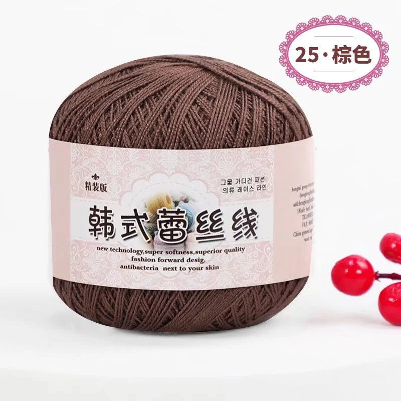Pure Cotton Lace Crochet Thread No 8 Ice Silk 50g Yarn