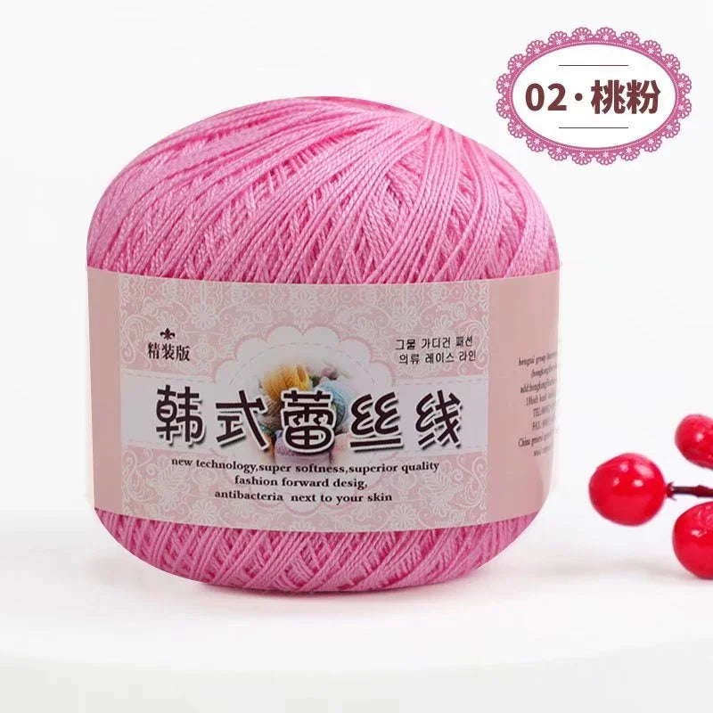 Pure Cotton Lace Crochet Thread No 8 Ice Silk 50g Yarn