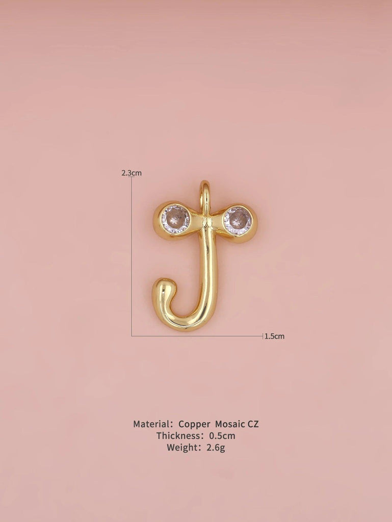 New Simple Versatile Round Zircon Plated Gold Copper 26 English Letters A-Z Pendant Men Women Necklaces Jewelry Making