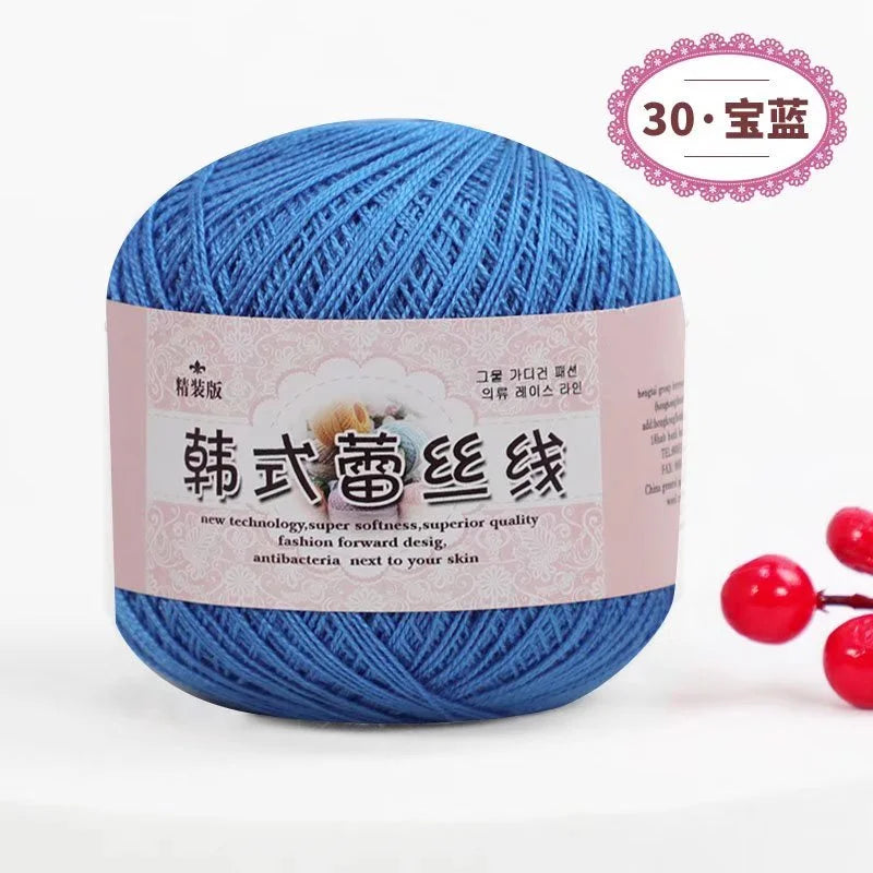 Pure Cotton Lace Crochet Thread No 8 Ice Silk 50g Yarn