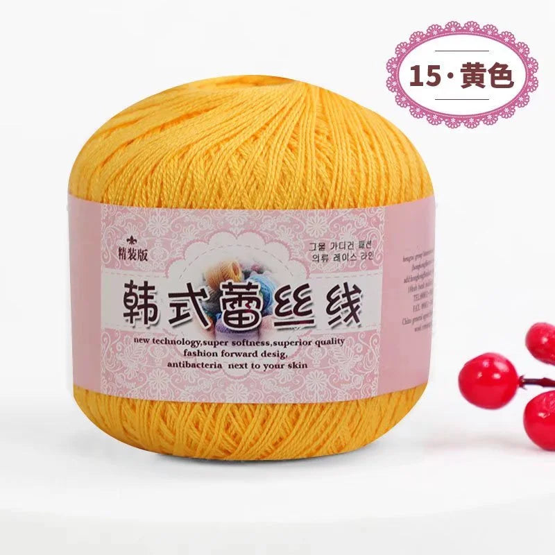 Pure Cotton Lace Crochet Thread No 8 Ice Silk 50g Yarn