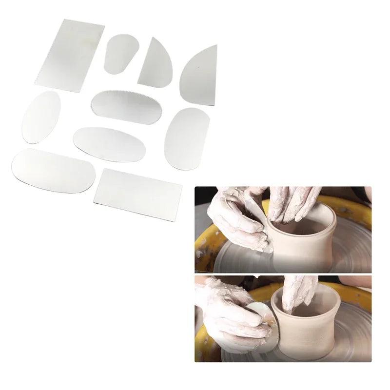 10Pcs Pottery Clay Molding Tools Steel Sharp Serrated Ceramics Scraper Ceramic Sculpting Tool Steel Ceramic Cutter