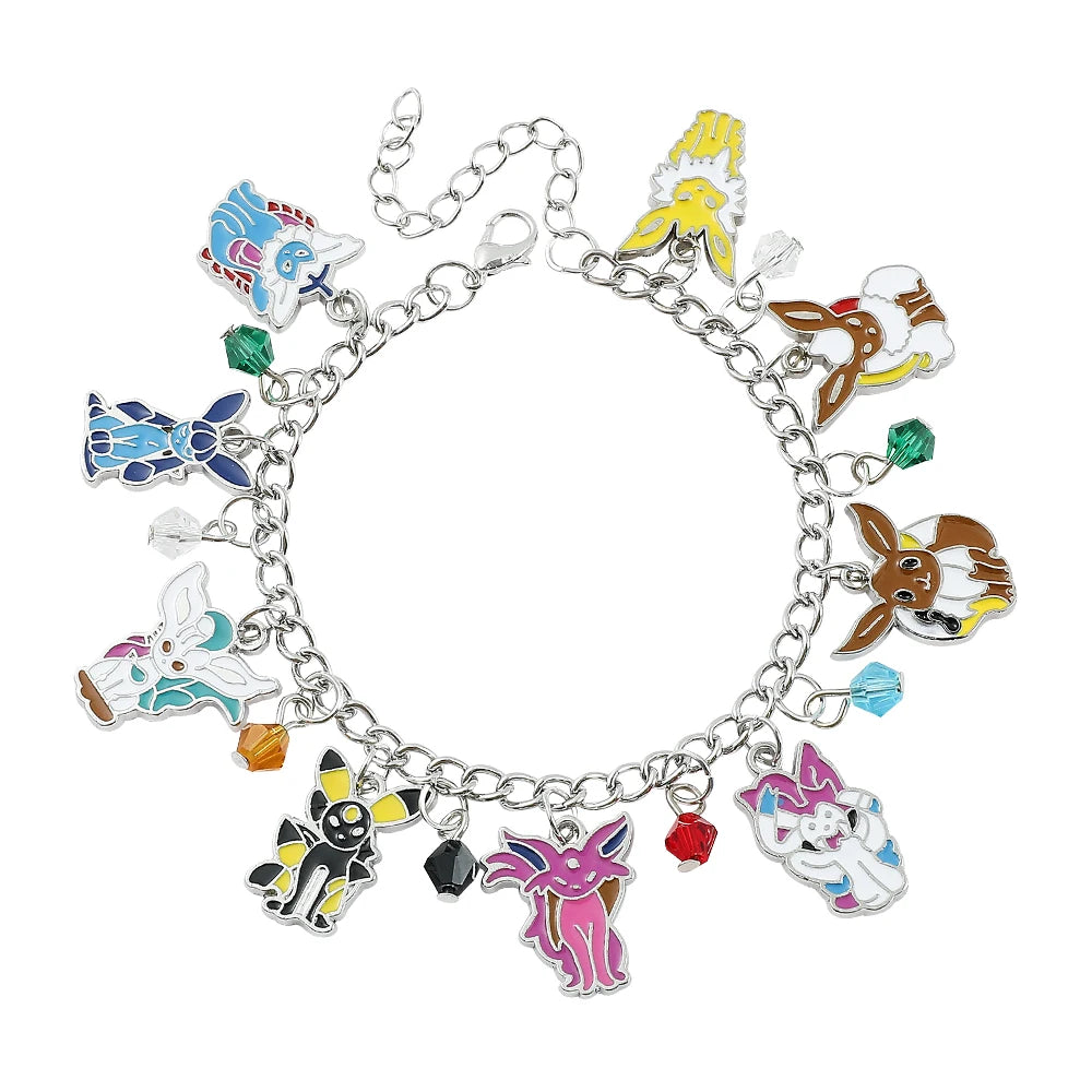 Classic Anime Pokémon Bracelet Kawaii Cartoon Elf Pendent Charms Bangle Fashion Jewelry for Women Birthday Party Gifts Accessory