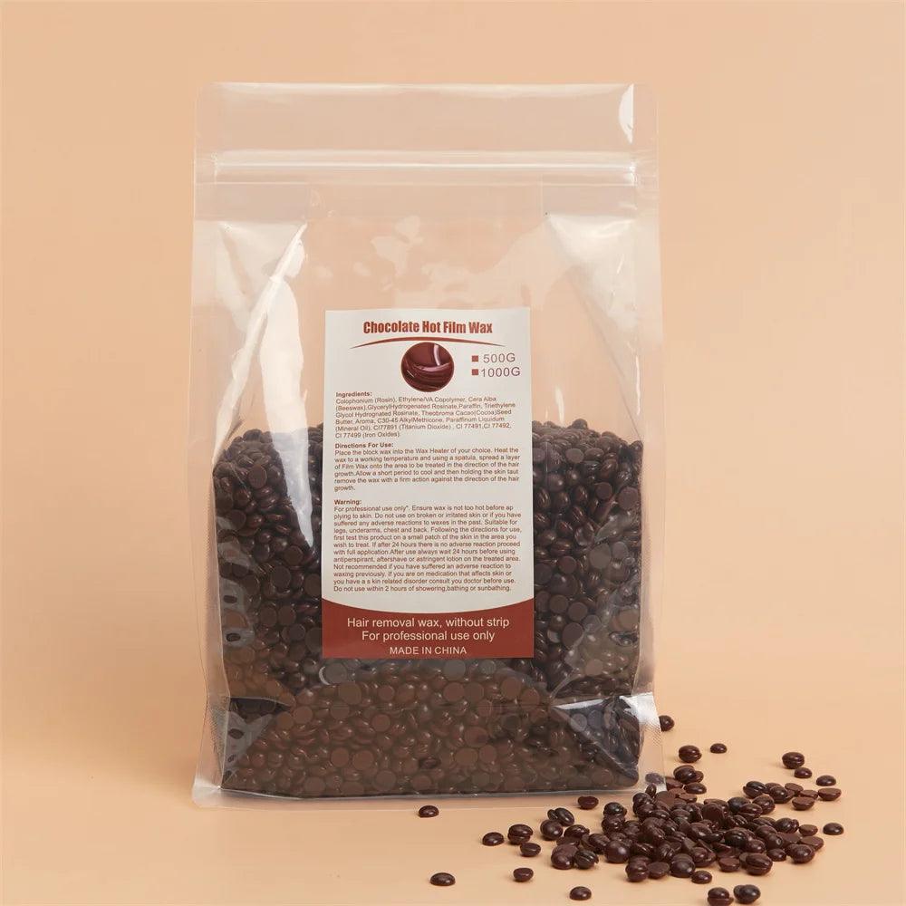 Beauty Spa quality chocolate depilatory wax Hot film 1000g 1KG 2.2 pound hard wax hair removal brown color full body wax