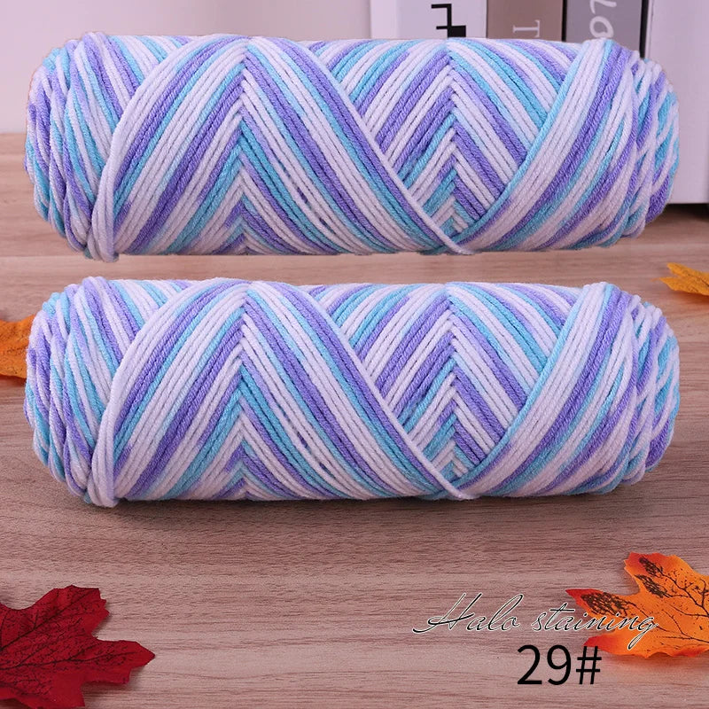 Colorful 5 Strand Dyed Milk Cotton Baby Sweater Yarn for Handmade DIY Woven Scarves and Crochet Projects