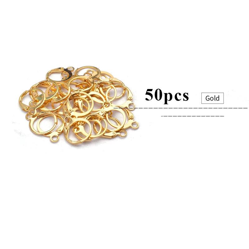 50pcs Hypoallergenic Earring Hooks Brass Lever Back Earring Round Hook Ear Wire with Open Loop for Earring Design Jewelry Making