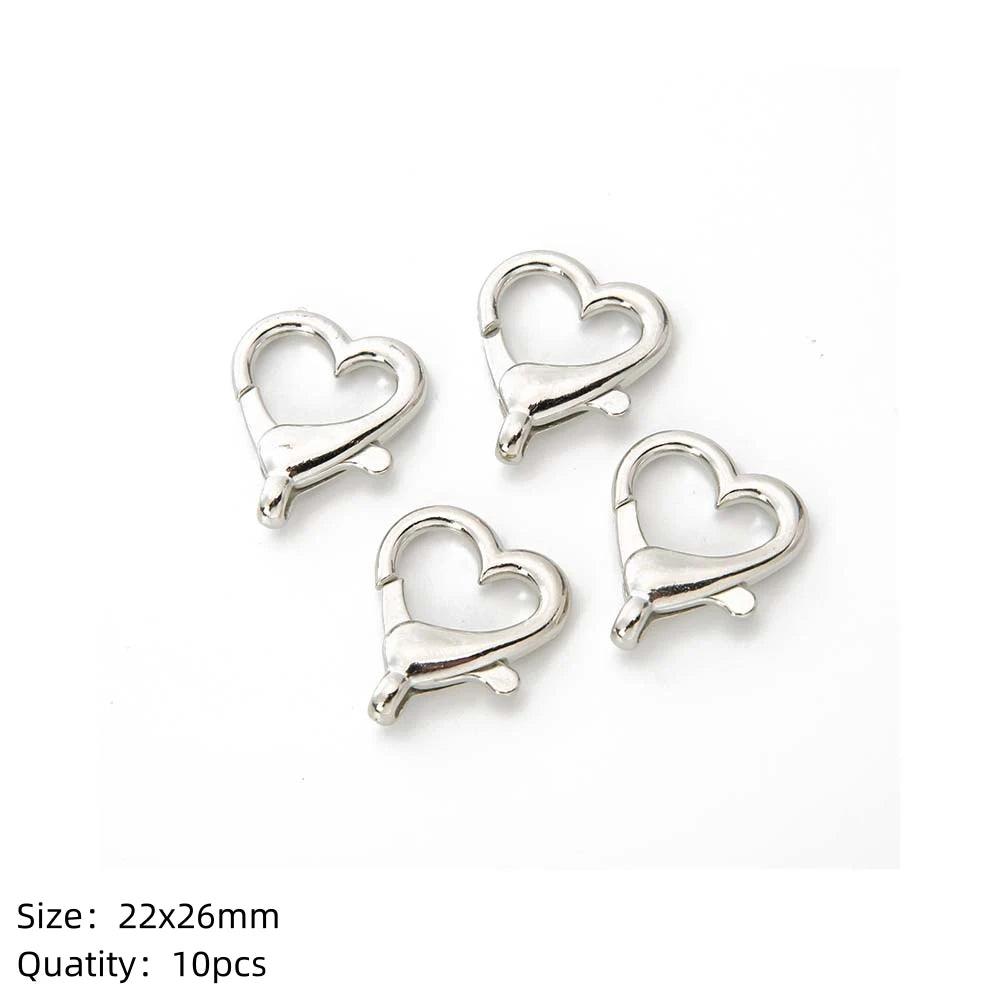 10pcs Lobster Clasp Hooks Heart Keychain Clasps for DIY Bracelets Chain Necklace Components Accessory Jewelry Making Findings