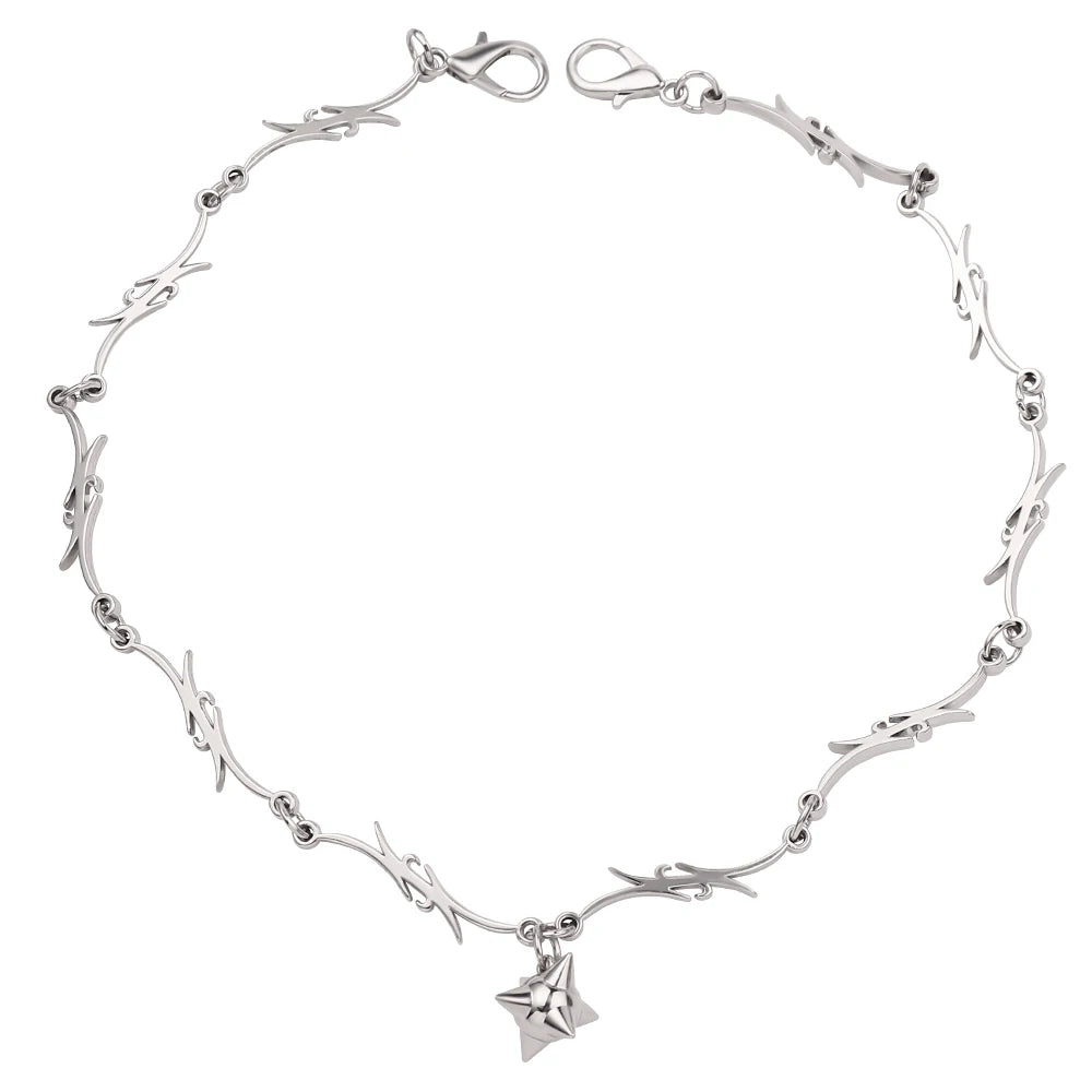 Fashion Flame Necklace Punk Accessory Rock Chain Unisex Choker Men Women Streetwear Hip Hop Gift Party Jewelry