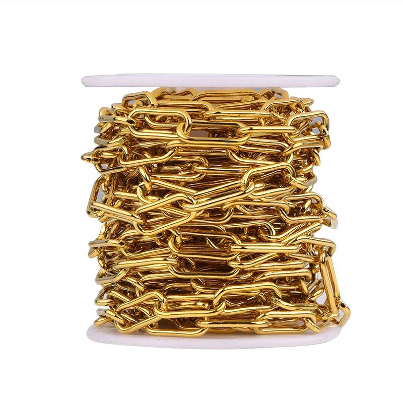 1-5M/Roll Stainless Steel Paperclip Chain Gold Steel Color for DIY Jewelry Making Findings Necklace Bracelet Crafts Components
