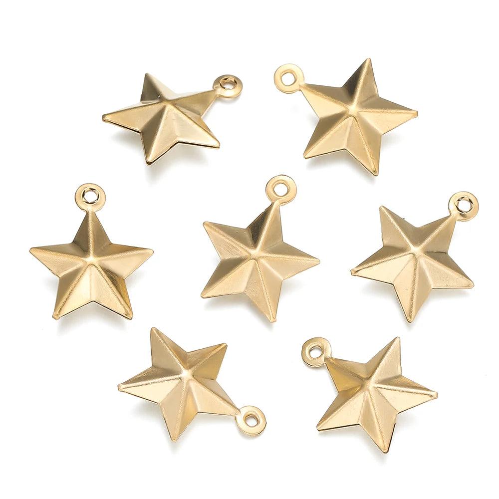 10pcs Gold Color Stainless Steel Ocean Pendant Starfish Shell Shape Pendants Charms for Necklace Earrrings Charm Jewelry Making