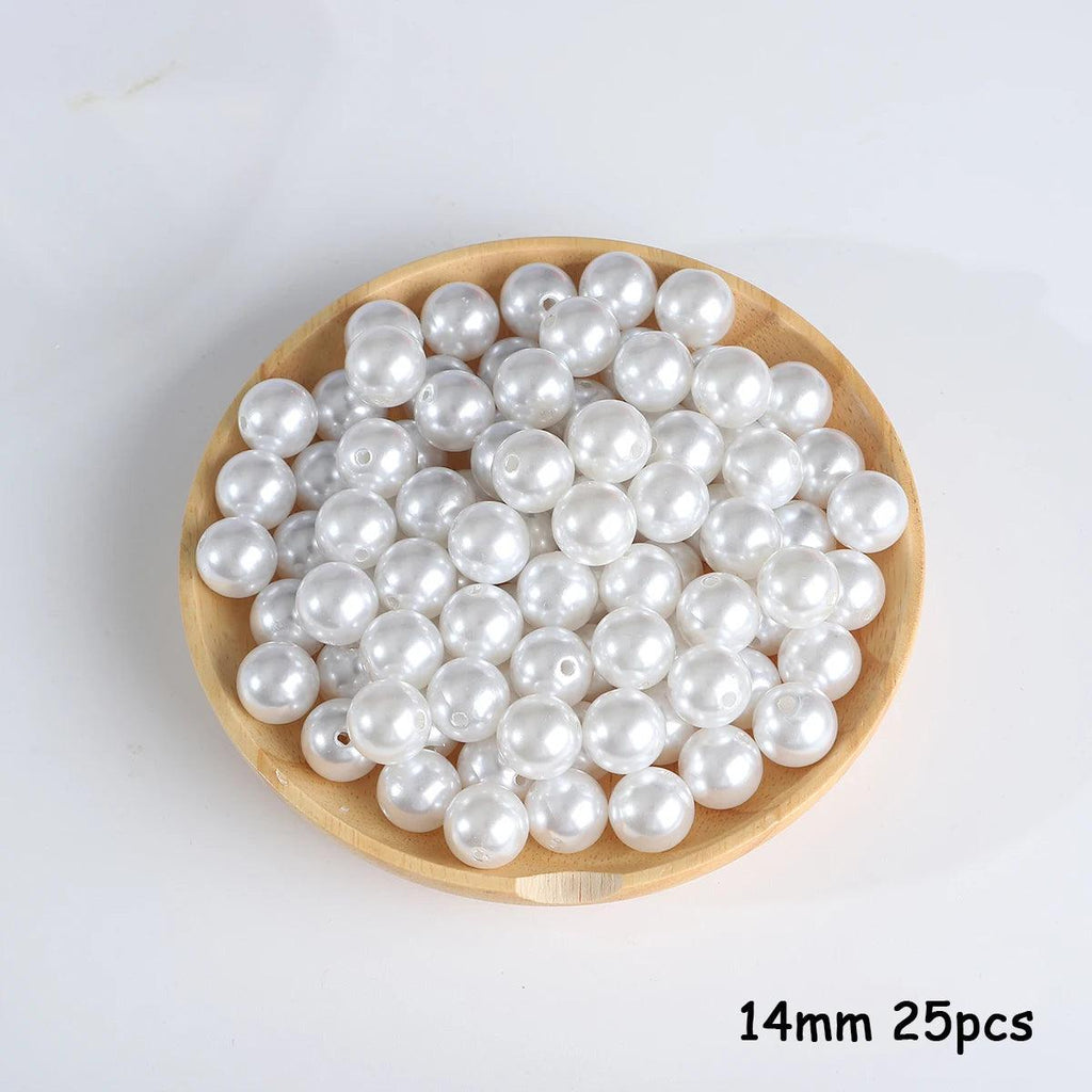 3-20mm 10-1000pcs straight hole ABS imitation pearl beige white bracelet with round beads for DIY craft jewelry making products