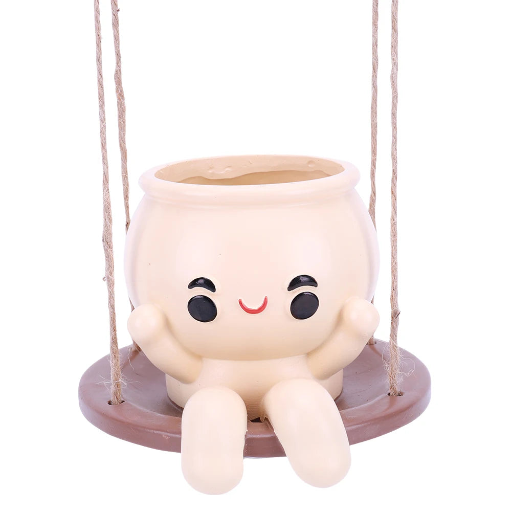 Chair/Swing Smile Face Planter Resin Hanging Cute Head Planters Creative Wall Hanging Head Planter Home Garden Patio Accessories