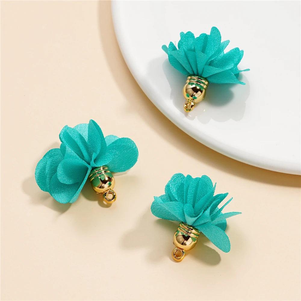 10Pcs/Lot Fabric Flower Tassel Pendants for Jewelry Making DIY Bracelet Earring Tassel Keychain Earring Making Accessories