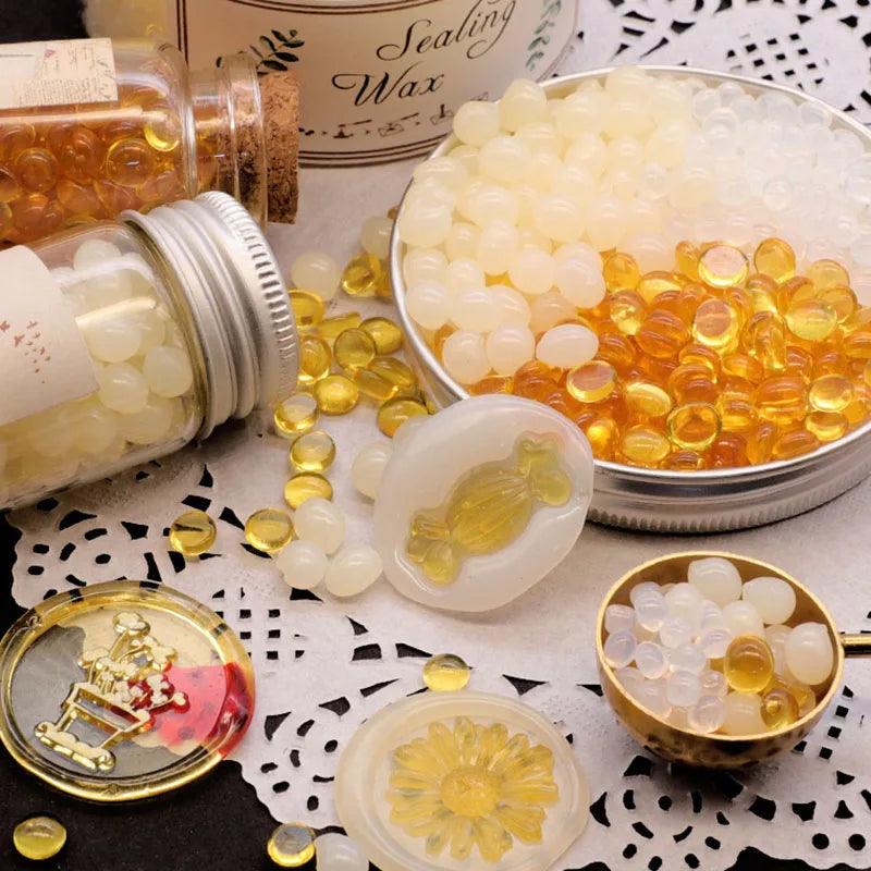35g Retro Sealing Wax Stamp Making Tool Stamp Pearlescent Transparent Gold Wax Granules Pearl Color Wax Seal Bead Holiday Gift - Winord