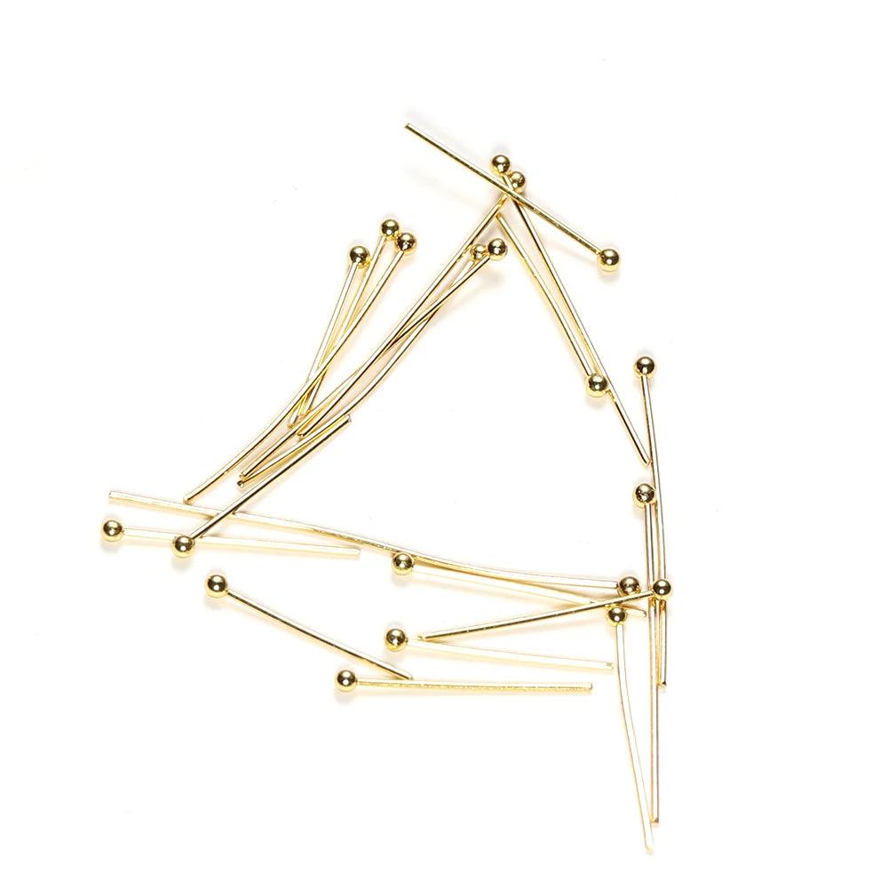 50Pcs 0.6mm Stainless Steel Water Gold Plated Head Pins DIY Earrings Findings for Handmade Crafts Beads Jewelry Making 20/30mm