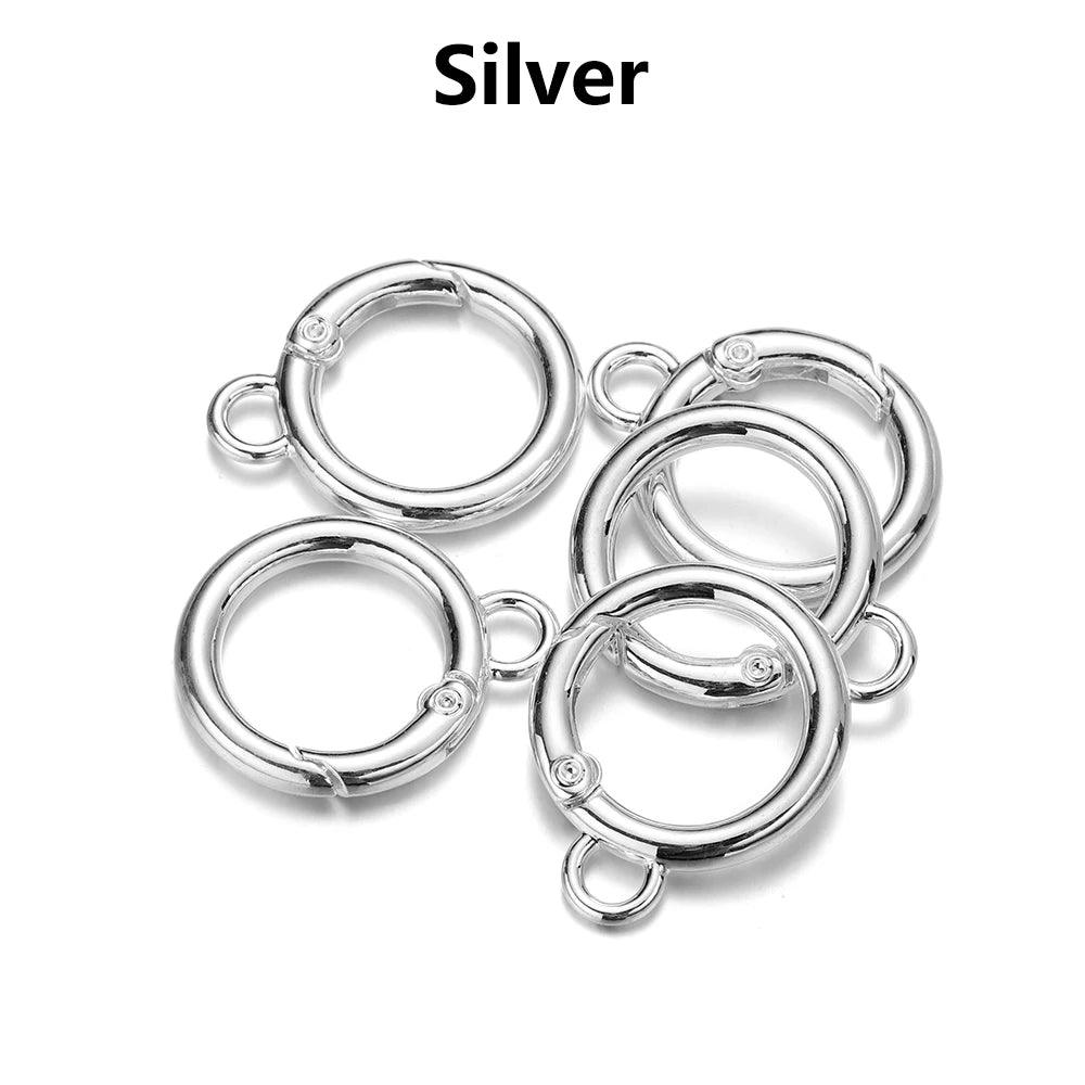 5Pcs/Lot Alloy O Ring Spring Clasps Openable Round Carabiner Keychain Bag Clips Hook Buckles Connector For DIY Jewelry Making