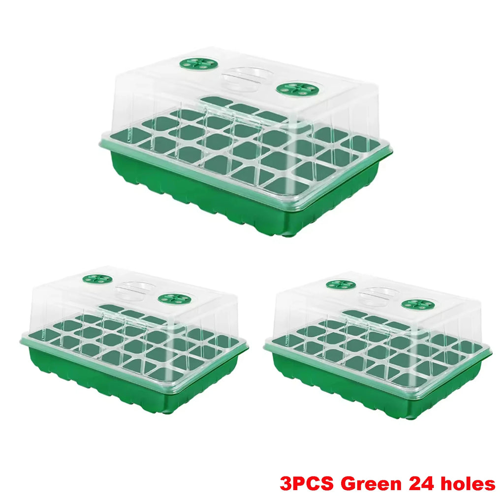 1/3pc Seed Tray 24/48 Holes Seedling Box Flower Pots Sprouting Box Planting Incubator Gardening Plant Pots With Transparent Lid