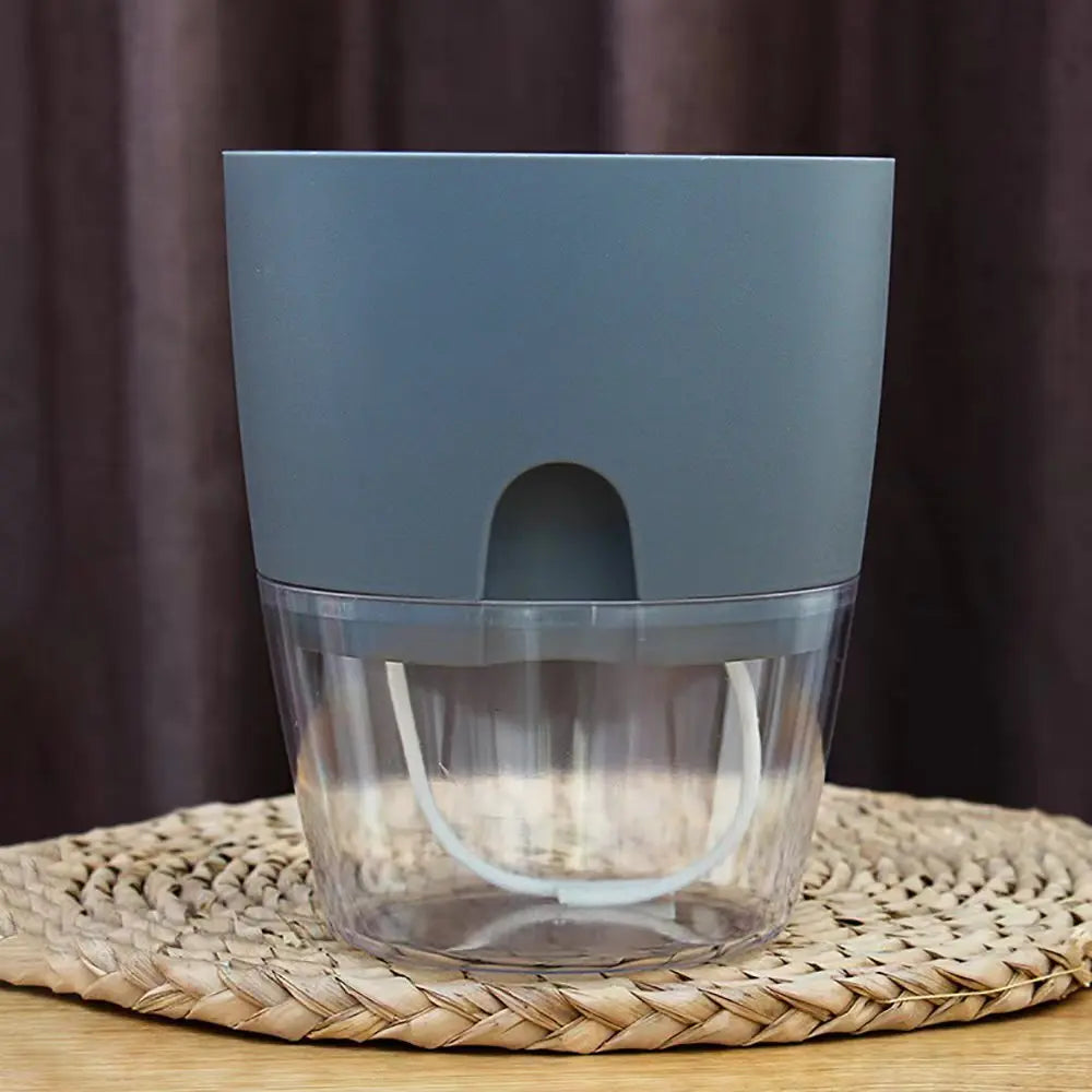 Transparent plastic flower pot creative double layer water storage lazy automatic green flower pot
