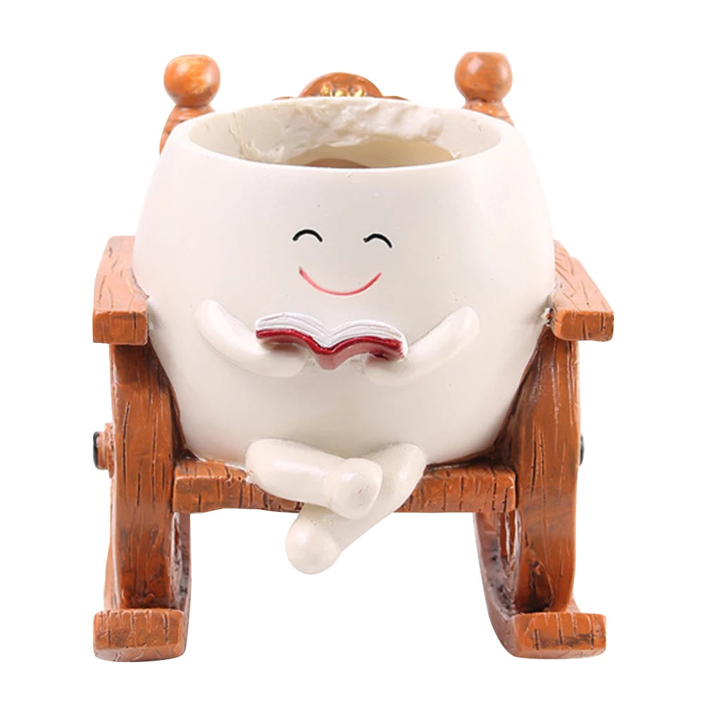 Chair/Swing Smile Face Planter Resin Hanging Cute Head Planters Creative Wall Hanging Head Planter Home Garden Patio Accessories