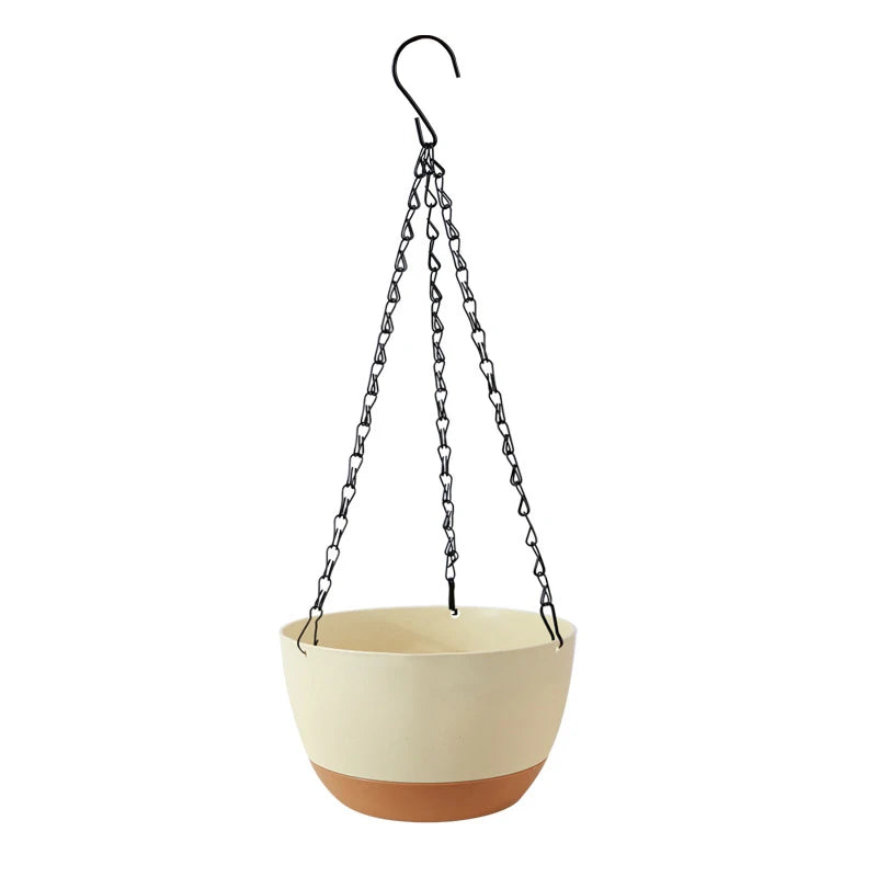 Automatic Water Suction Flowerpot Modern Contrast Color Hanging Basket Planting Container Garden Balcony Removable Flower Pots