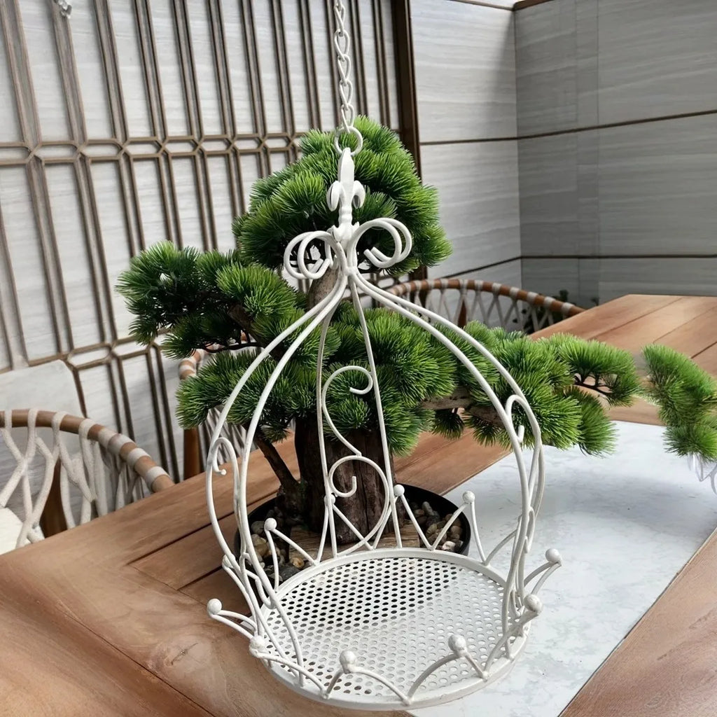 European style iron hanging basket indoor balcony hanging hanging basket outdoor garden courtyard succulent flower pot rack