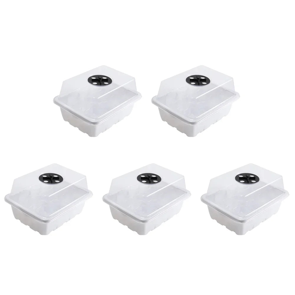 1-5PCS Planting Seed Cover Nursery Tray Box 12 Holes Plant Seedling Germination Planting Pot Mini Greenhouse Plant Starter Tray