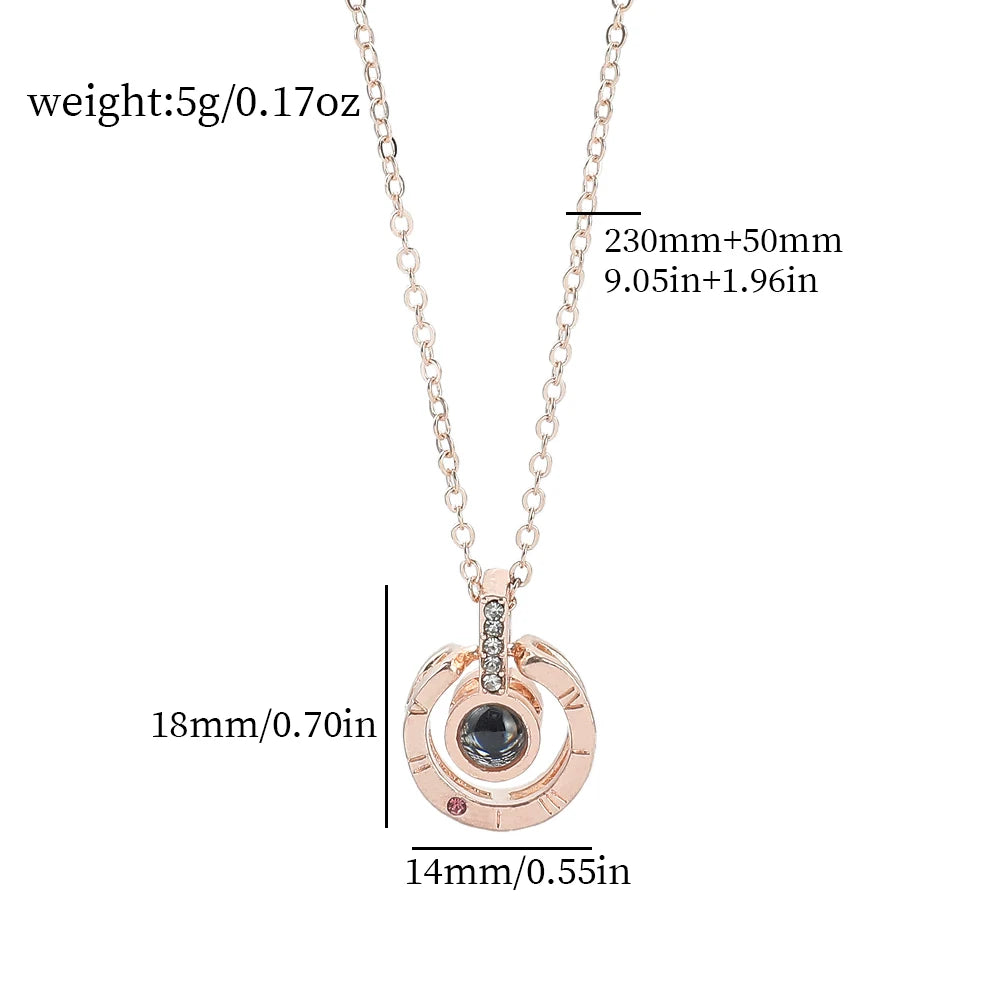 100 Languages I Love You Necklaces Love Memory Projection Necklaces Female Fashion Alloy Pendant Jewelry Gifts