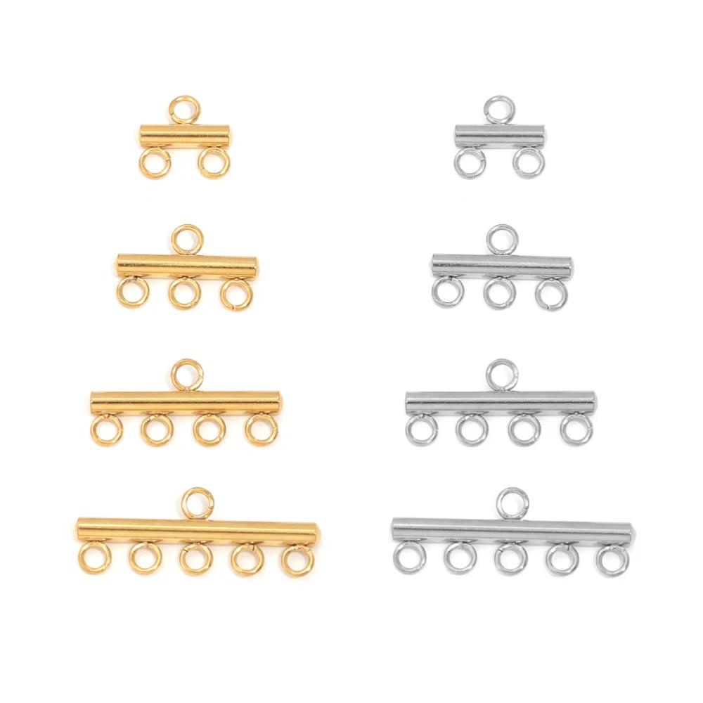 10pcs Stainless Steel Necklace Layering Clasp Slide Lock Clasp Pendant Connector Multi Strands Tube for DIY Craft Jewelry Making