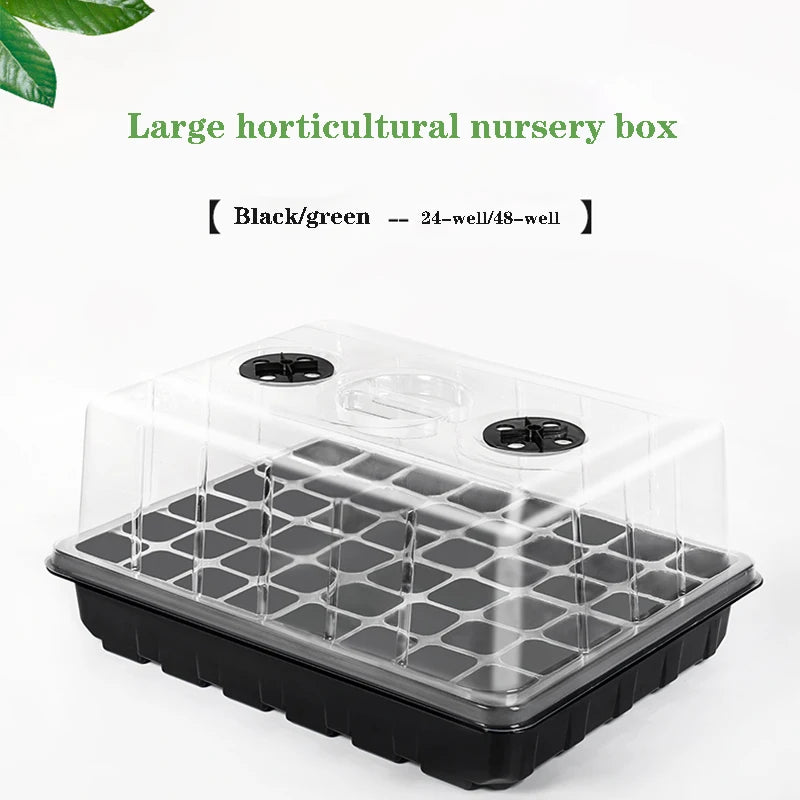 Large 24-hole 48-hole seedling box, three-piece set, flower pot storage box, seed hole tray, germination box, planting and culti