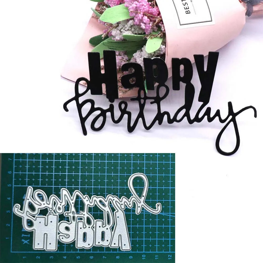 Metal Cutting Dies Happy Birthday Mold Scrapbooking Decoration Paper Knife Mould Blade Punch Template Embossing Stencils