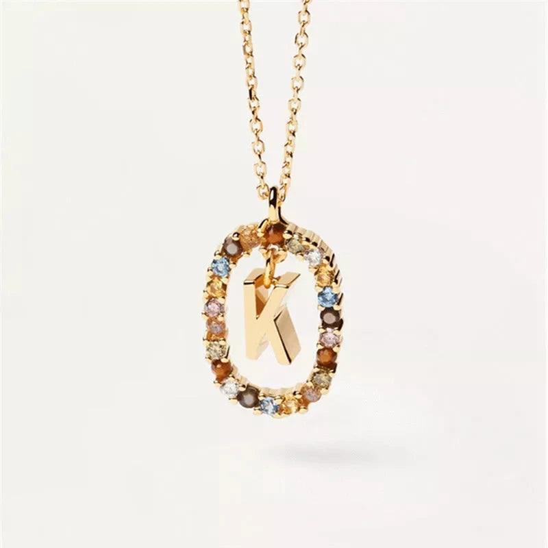 Fashion Hot Creative A-Z Letter Pendant Necklace For Woman Color Jewelry Sweet and Versatile Adjustable Chain Lobster Clasp