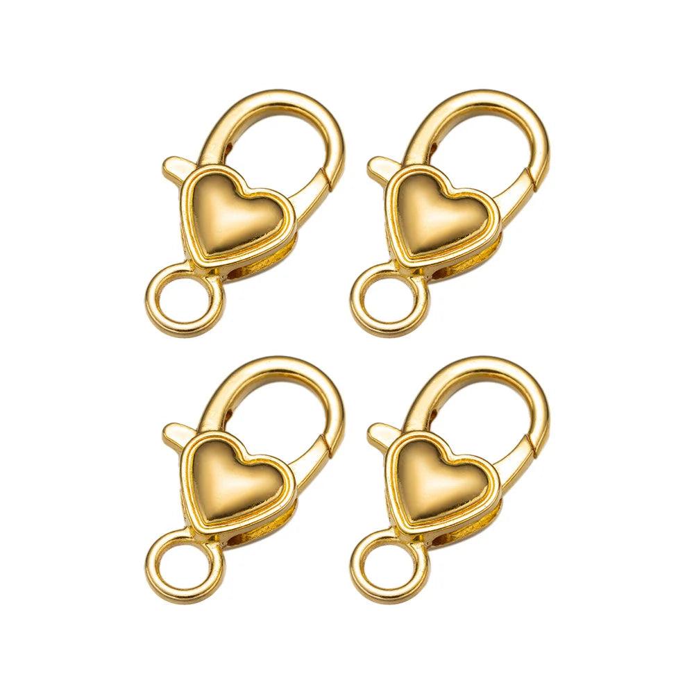 10pcs Lobster Clasp Hooks Heart Keychain Clasps for DIY Bracelets Chain Necklace Components Accessory Jewelry Making Findings