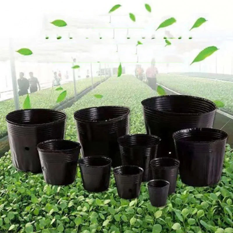 100pcs Nursery Pot Spring Seed Germination Flowerpot Thickened Black Plastic Seedling Pot Nutritional Bowl Gardening Accessory