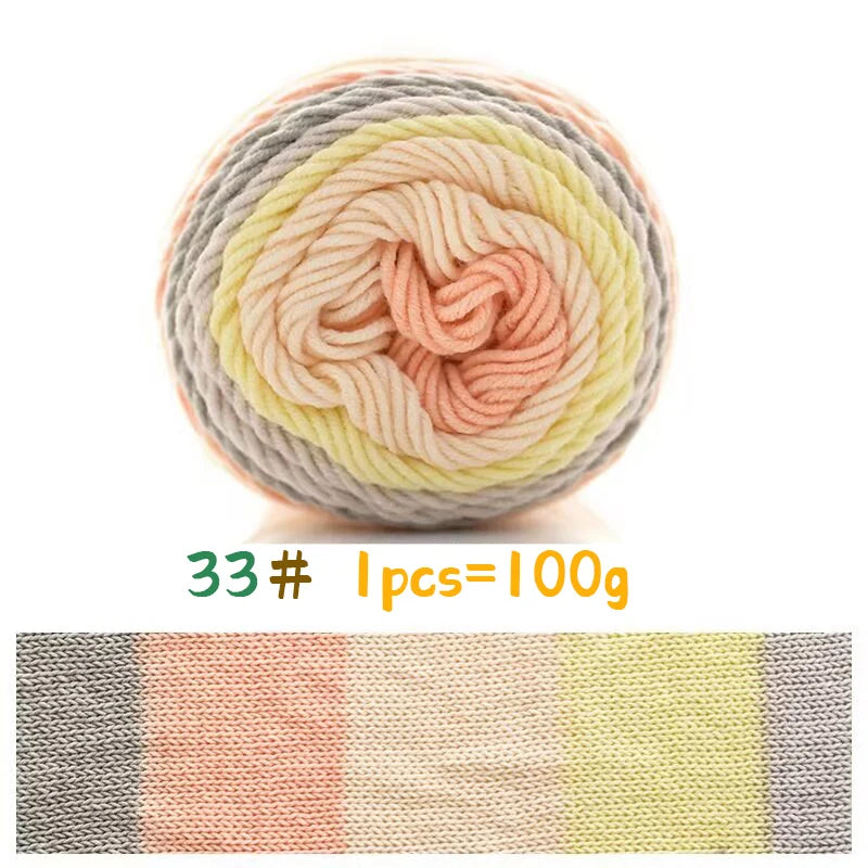 Rainbow Colorful Cotton Yarn Ball For Handwoven Projects