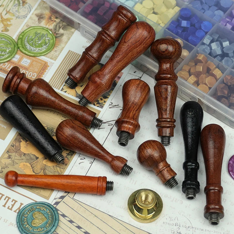 Sealing Wax Spoon Wood Handle Fire Paint Seal Wax Seal Stamp Square Wooden Handle Tools Documents Envelope Decoration DIY Gifts