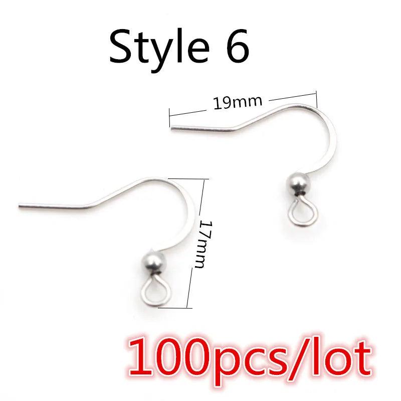 (Never Fade) High Quality 316 Stainless Steel DIY Earring Findings Clasps Hooks Jewelry Making Accessories Earwire