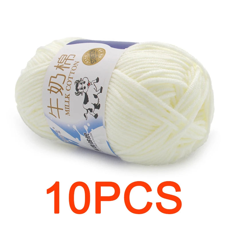 10 Pieces Milk Cotton Knitting Yarn Soft Warm Yarn for Hand Knitting and Crochet Projects