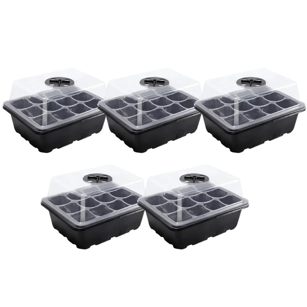 1-5PCS Planting Seed Cover Nursery Tray Box 12 Holes Plant Seedling Germination Planting Pot Mini Greenhouse Plant Starter Tray