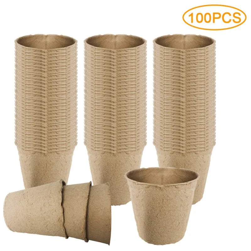 10/50/100pcs Paper Nursery Pots Planter Set Round Biodegradable Seedlings FlowerPot Garden Balcony Cultivation Tray Nursery Cup