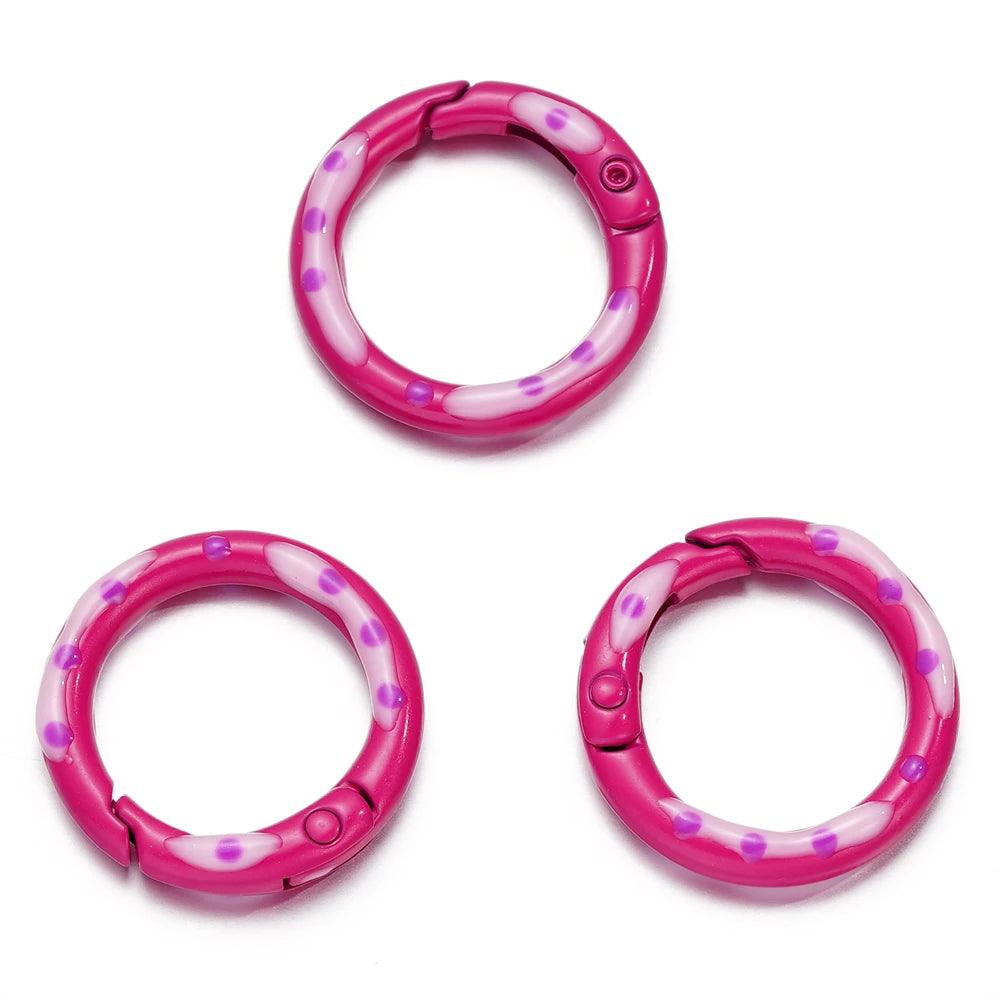 5pcs/lot Multicolor Metal Round Ring Spring Clasp Carabiner Keychain Clips Hook Dog Chain DIY Jewelry Buckle Connector Supplies