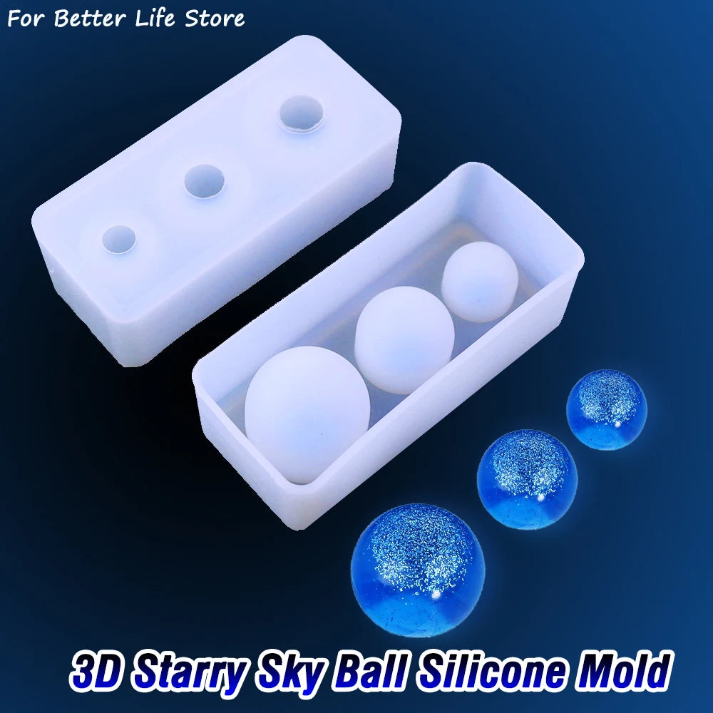 1Pc 25G 3D Ball Soft Silicone Molds DIY For Necklace Pendant Starry Sky Sphere  Jewelry Making Accessories Thermostability