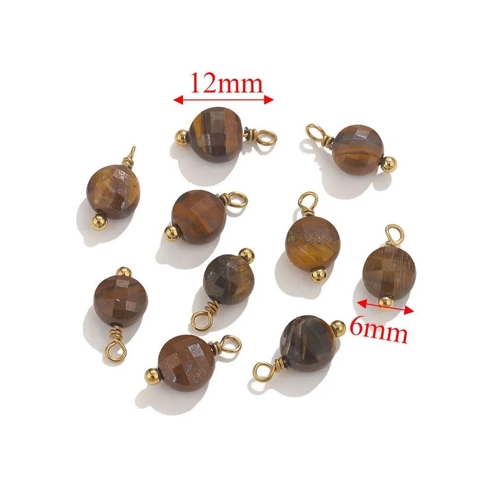 10pcs Stainless Steel Natural Stone Cahrms For Earring Bracelets DIY Handmade Pendants Jewelry Making Dangles Findings Material