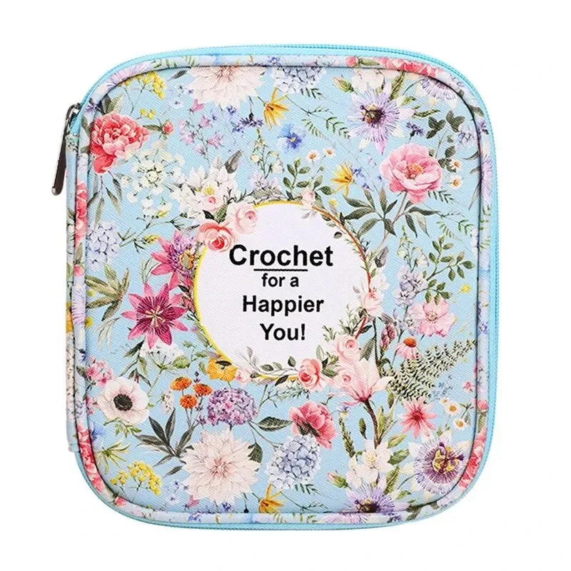 Floral Hand Knitting Kit Crochet Hook Zip Waterproof Storage Bag DIY Printing Storage Bag Jumper Needle Set Storage Bag