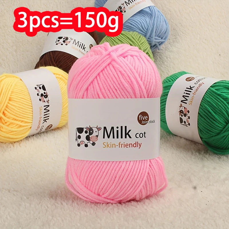 500g medium coarse milk yarn for handmade gift weaving, crochet thread for sweaters, hats, scarves, yarn balls