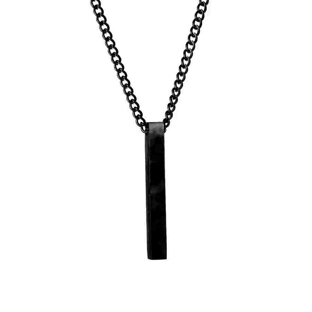Simple Blank Wishing Bar Pendant Necklace Charm Men Women Waterproof Dangle Vertical Cuboid Stick Jewelry Gift