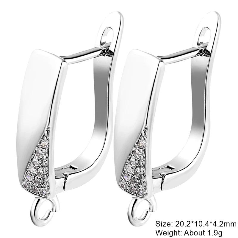 Juya DIY Women's Earring Making 18K Gold Silver Plated Basic Antiallergic Fixtures Ear Wire Fastener Hooks Accessories Supplies