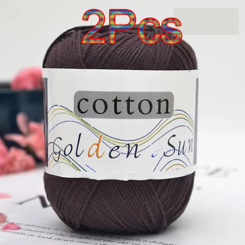 100% Cotton Yarn for Hand Knitting Soft Crochet Yarn Pack of 2 for Sweaters Blankets Hats Amigurumi Dolls and Bags